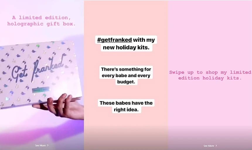 Frank Body Instagram stories for Black Friday