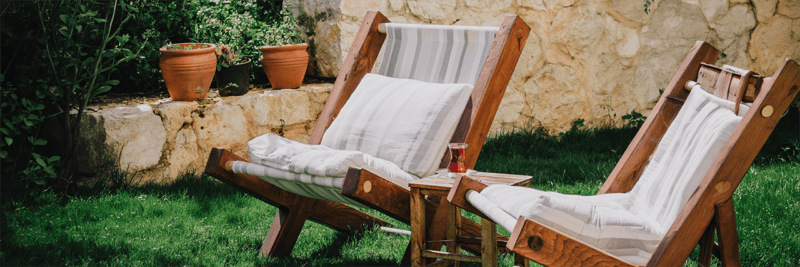 lounge chairs in yard