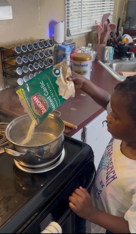 little girl cooking