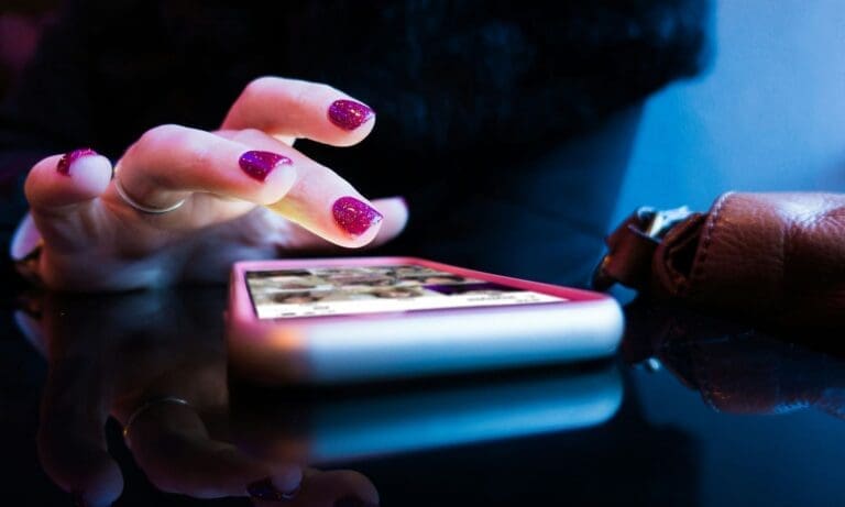 girl scrolling on phone