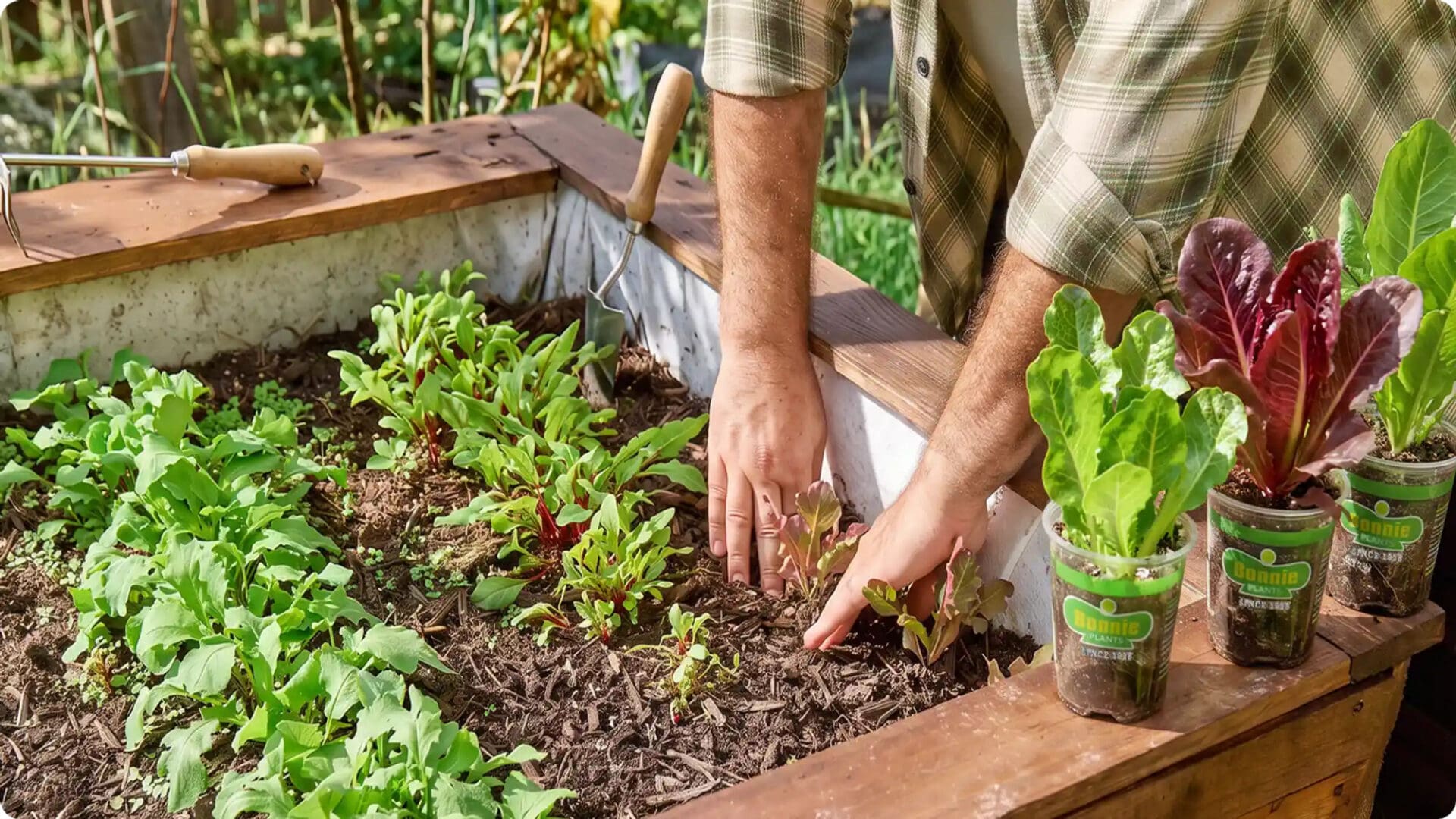 person planting lettuce
